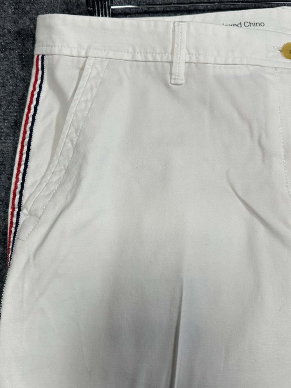 Talbots Pants Womens 14 Relaxed Chino Crop White Cotton Stretch Side Stripe Zip - Picture 4 of 9